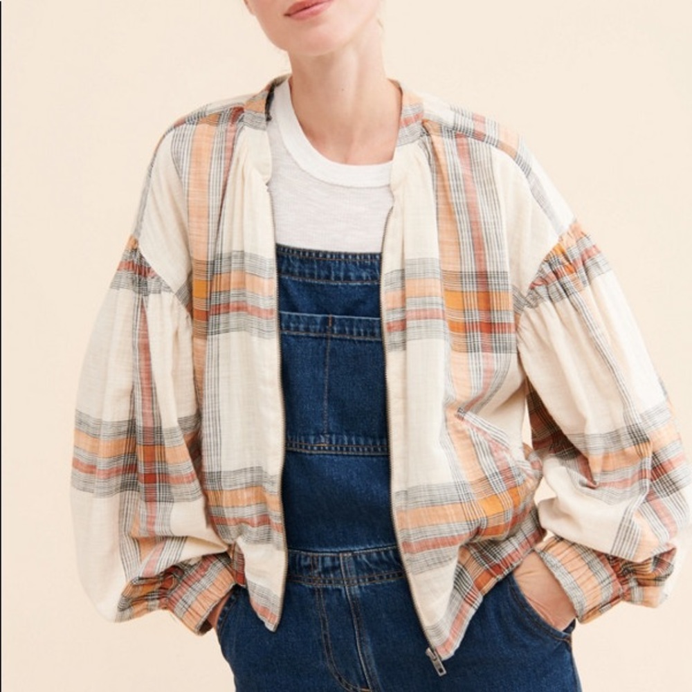 Free People Mattie Plaid Bomber Jacket